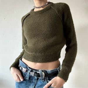 Jondie green fuzzy sweater
